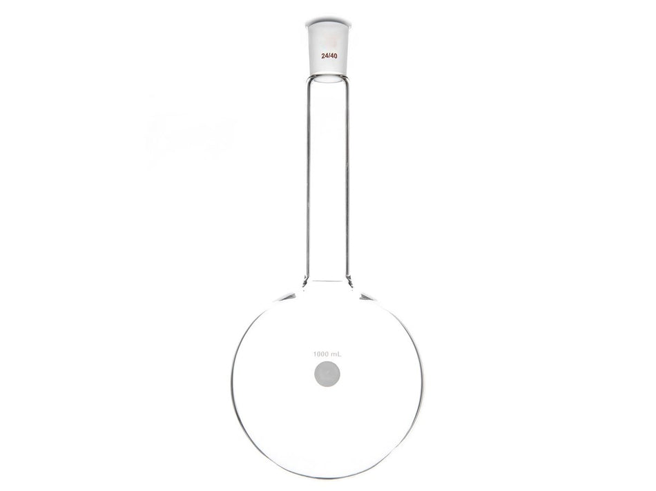 MSE PRO Long Neck Round Bottom Flask, Grinding Mouth: 24/40, Capacity: 1000mL, Neck Length: 138mm