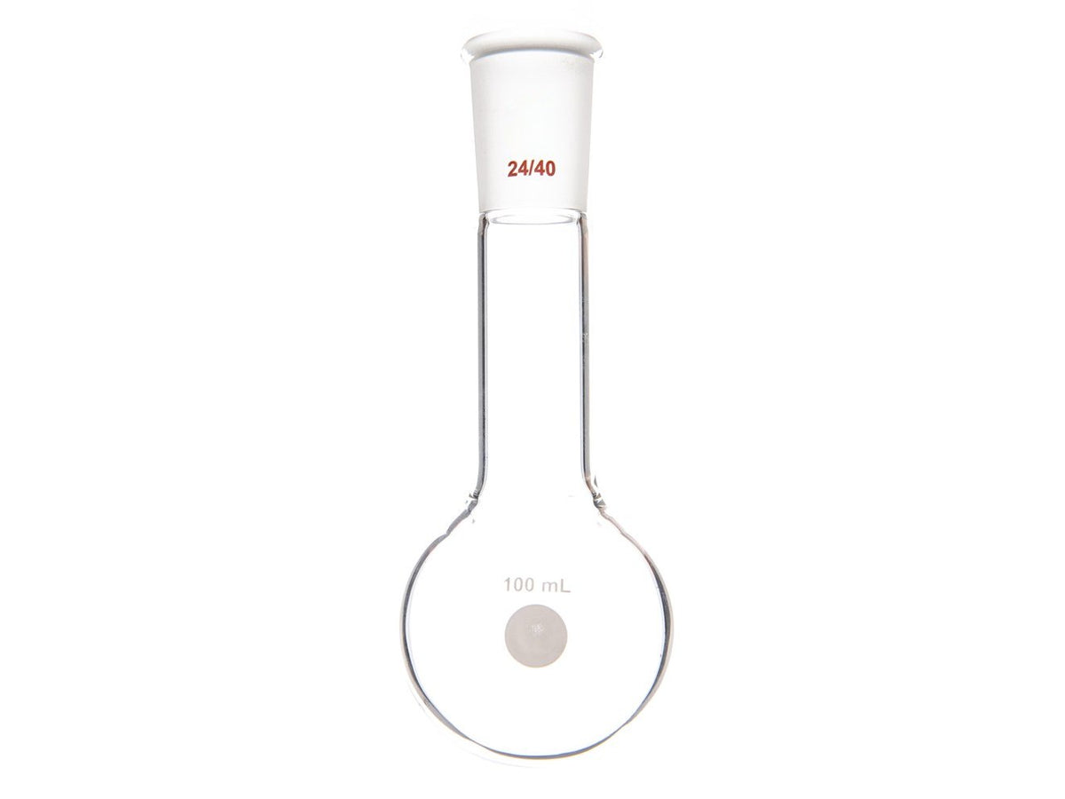 MSE PRO Long Neck Round Bottom Flask, Grinding Mouth: 24/40, Capacity: 100mL, Neck Length: 65mm