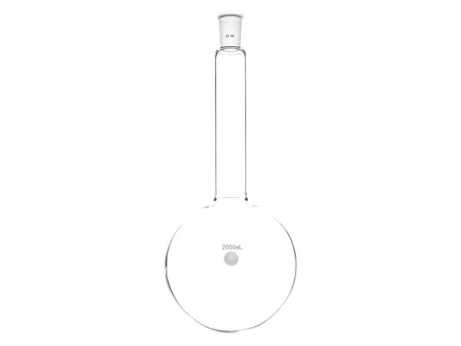MSE PRO Long Neck Round Bottom Flask, Grinding Mouth: 24/40, Capacity: 2000mL, Neck Length: 175mm