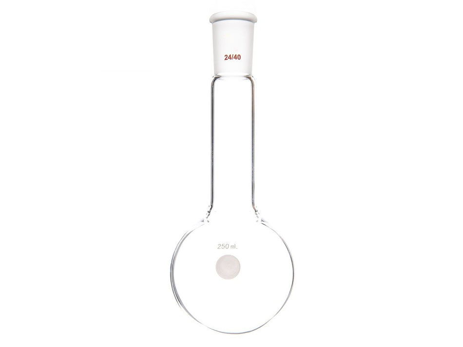 MSE PRO Long Neck Round Bottom Flask, Grinding Mouth: 24/40, Capacity: 250mL, Neck Length: 88mm