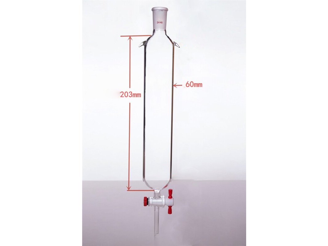 MSE PRO Plus Ears Chromatography Column, φ60mm, Effective Length 203mm, Gate Aperture: 4mm, 24/40