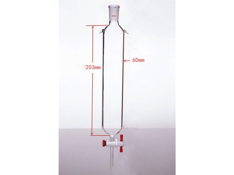 MSE PRO Plus Ears Chromatography Column, φ60mm, Effective Length 203mm, Gate Aperture: 4mm, 24/40