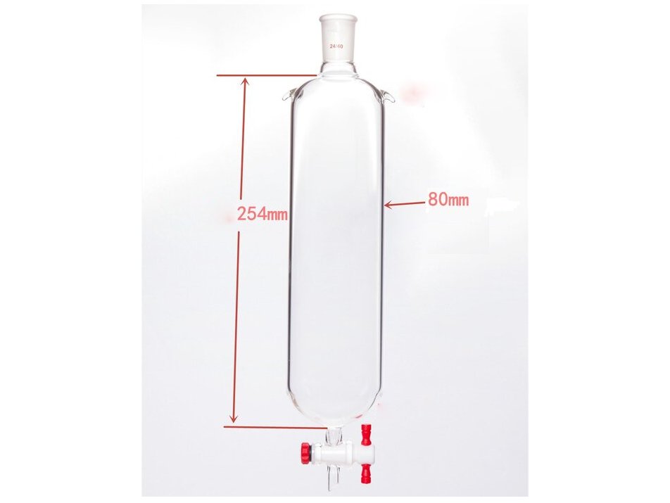 MSE PRO Plus Ears Chromatography Column, φ80mm, Effective Length 254mm, Gate Aperture: 4mm, 24/40