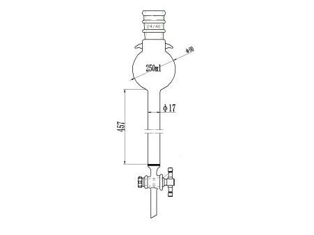 MSE PRO Reinforced port, with Hook, Sand Plate Chromatography Column, 24/40, φ17mm, Effective Length 457mm, Storage Ball Capacity 250mL