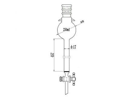 MSE PRO Reinforced port, with Hook, Sand Plate Chromatography Column, 24/40, φ17mm, Effective Length 457mm, Storage Ball Capacity 250mL