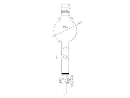 MSE PRO Reinforced port, with Hook, Sand Plate Chromatography Column, 24/40, φ26mm, Effective Length 203mm, Storage Ball Capacity 250mL