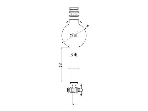 MSE PRO Reinforced port, with Hook, Sand Plate Chromatography Column, 24/40, φ26mm, Effective Length 254mm, Storage Ball Capacity 250mL