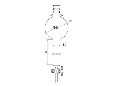 MSE PRO Reinforced port, with Hook, Sand Plate Chromatography Column, 24/40, φ32mm, Effective Length 203mm, Storage Ball Capacity 500mL