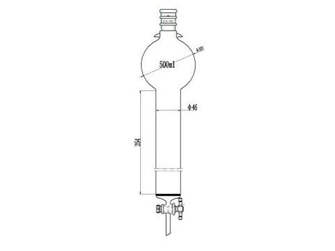 MSE PRO Reinforced port, with Hook, Sand Plate Chromatography Column, 24/40, φ46mm, Effective Length 254mm, Storage Ball Capacity 500mL