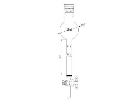 MSE PRO Reinforced Port, with Sand Plate Storage Ball Chromatography Column, 24/40, φ17mm, Effective Length 203mm, Storage Ball Capacity 100mL