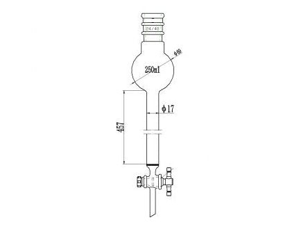 MSE PRO Reinforced Port, with Sand Plate Storage Ball Chromatography Column, 24/40, φ17mm, Effective Length 457mm, Storage Ball Capacity 250mL - MSE Supplies LLC