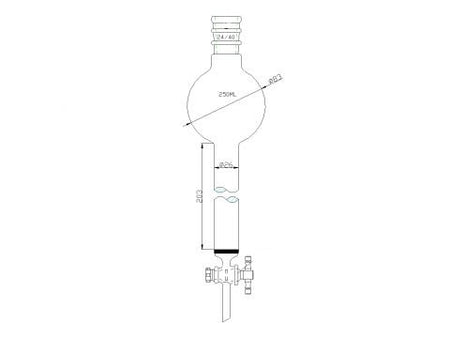 MSE PRO Reinforced Port, with Sand Plate Storage Ball Chromatography Column, 24/40, φ26mm, Effective Length 203mm, Storage Ball Capacity 250mL