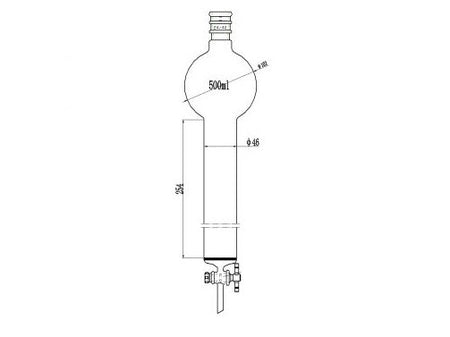 MSE PRO Reinforced Port, with Sand Plate Storage Ball Chromatography Column, 24/40, φ46mm, Effective Length 254mm, Storage Ball Capacity 500mL