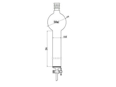 MSE PRO Reinforced Port, with Sand Plate Storage Ball Chromatography Column, 24/40, φ46mm, Effective Length 254mm, Storage Ball Capacity 500mL