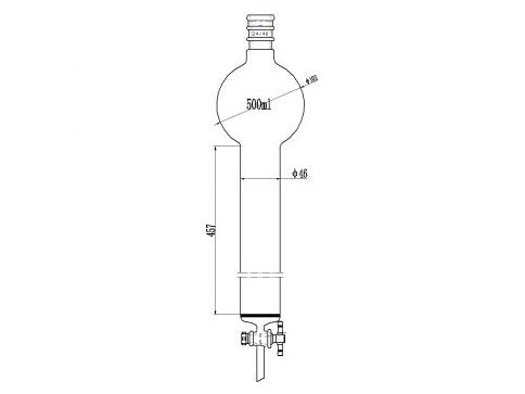 MSE PRO Reinforced Port, with Sand Plate Storage Ball Chromatography Column, 24/40, φ46mm, Effective Length 457mm, Storage Ball Capacity 500mL