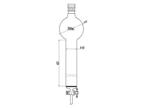 MSE PRO Reinforced Port, with Sand Plate Storage Ball Chromatography Column, 24/40, φ46mm, Effective Length 457mm, Storage Ball Capacity 500mL