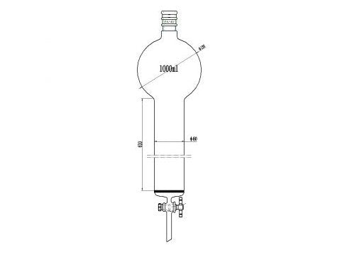 MSE PRO Reinforced Port, with Sand Plate Storage Ball Chromatography Column, 24/40, φ60mm, Effective Length 610mm, Storage Ball Capacity 1000mL