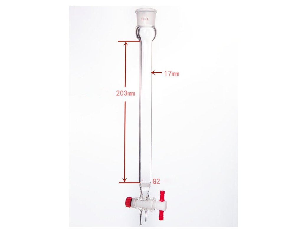 MSE PRO Sand Plate Chromatography Column, φ17mm, Effective Length 203mm, Gate Aperture: 2mm, 19/22 - MSE Supplies LLC