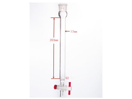 MSE PRO Sand Plate Chromatography Column, φ17mm, Effective Length 203mm, Gate Aperture: 2mm, 19/22 - MSE Supplies LLC
