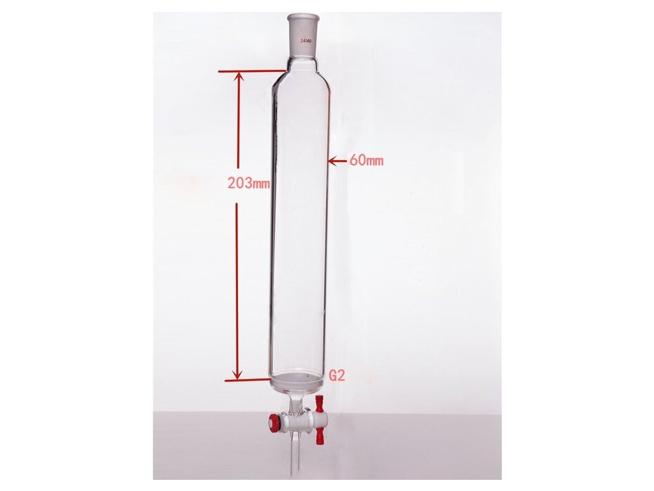 MSE PRO Sand Plate Chromatography Column, φ60mm, Effective Length 203mm, Gate Aperture: 4mm, 24/40
