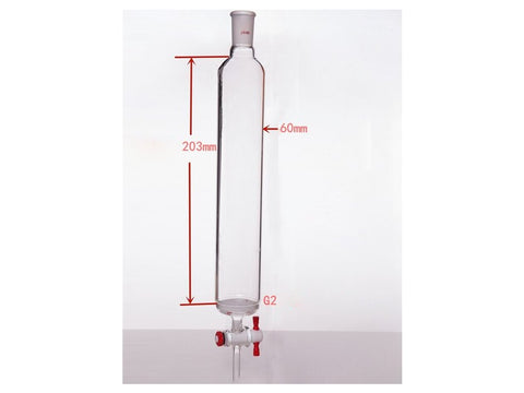 MSE PRO Sand Plate Chromatography Column, φ60mm, Effective Length 203mm, Gate Aperture: 4mm, 24/40