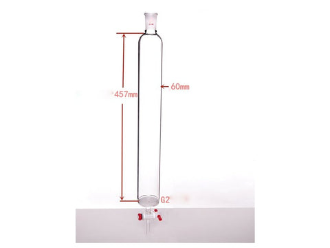 MSE PRO Sand Plate Chromatography Column, φ60mm, Effective Length 457mm, Gate Aperture: 4mm, 24/40