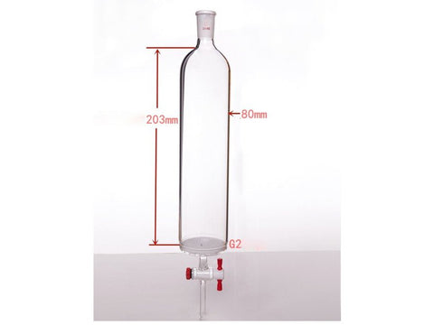 MSE PRO Sand Plate Chromatography Column, φ80mm, Effective Length 203mm, Gate Aperture: 4mm, 24/40
