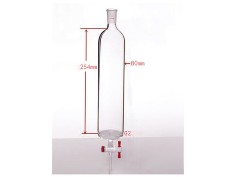 MSE PRO Sand Plate Chromatography Column, φ80mm, Effective Length 254mm, Gate Aperture: 4mm, 24/40