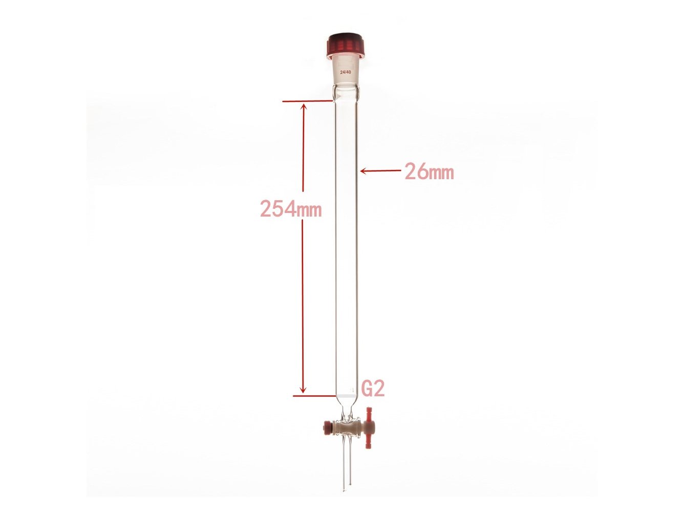 MSE PRO Sand Plate Chromatography Column, External Threads, φ26mm, Effective Length: 254mm - MSE Supplies LLC
