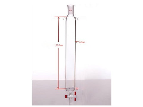 MSE PRO Sand Plate Chromatography Column with Ears, φ46mm, Effective Length 305mm, Gate Aperture: 2mm, 24/40