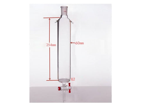 MSE PRO Sand Plate Chromatography Column with Ears, φ60mm, Effective Length 254mm, Gate Aperture: 4mm, 24/40