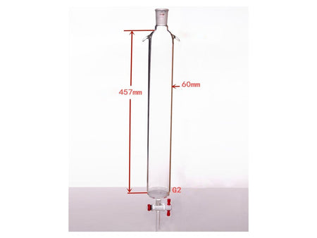 MSE PRO Sand Plate Chromatography Column with Ears, φ60mm, Effective Length 457mm, Gate Aperture: 4mm, 24/40