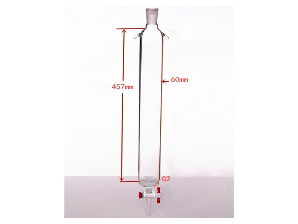 MSE PRO Sand Plate Chromatography Column with Ears, φ60mm, Effective Length 457mm, Gate Aperture: 4mm, 24/40