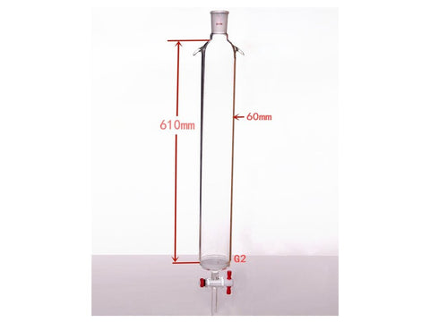 MSE PRO Sand Plate Chromatography Column with Ears, φ60mm, Effective Length 610mm, Gate Aperture: 4mm, 24/40