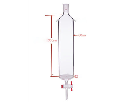 MSE PRO Sand Plate Chromatography Column with Ears, φ80mm, Effective Length 305mm, Gate Aperture: 4mm, 24/40