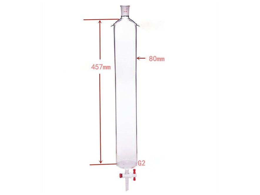 MSE PRO Sand Plate Chromatography Column with Ears, φ80mm, Effective Length 457mm, Gate Aperture: 4mm, 24/40