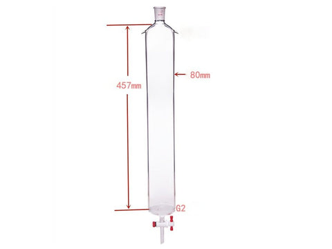 MSE PRO Sand Plate Chromatography Column with Ears, φ80mm, Effective Length 457mm, Gate Aperture: 4mm, 24/40