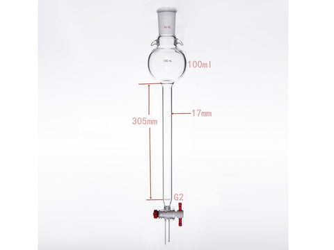 MSE PRO Sand Plate Chromatography Column with Hook, 24/40, φ17mm, Effective Length 305mm, Storage Ball Capacity 100mL