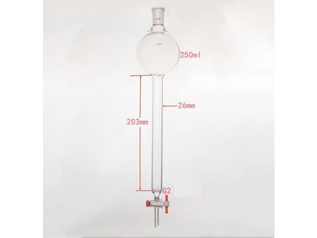 MSE PRO Sand Plate Chromatography Column with Hook, 24/40, φ26mm, Effective Length 203mm, Storage Ball Capacity 250mL