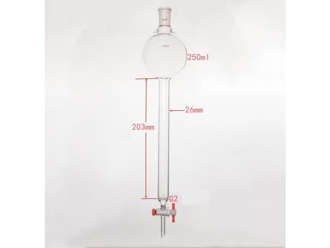 MSE PRO Sand Plate Chromatography Column with Hook, 24/40, φ26mm, Effective Length 203mm, Storage Ball Capacity 250mL