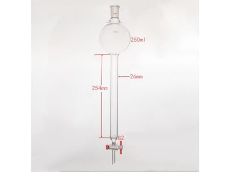MSE PRO Sand Plate Chromatography Column with Hook, 24/40, φ26mm, Effective Length 254mm, Storage Ball Capacity 250mL - MSE Supplies LLC