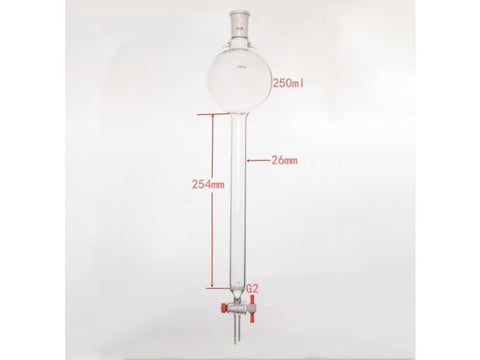 MSE PRO Sand Plate Chromatography Column with Hook, 24/40, φ26mm, Effective Length 254mm, Storage Ball Capacity 250mL - MSE Supplies LLC