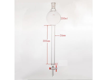 MSE PRO Sand Plate Chromatography Column with Hook, 24/40, φ26mm, Effective Length 305mm, Storage Ball Capacity 250mL - MSE Supplies LLC