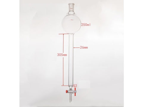 MSE PRO Sand Plate Chromatography Column with Hook, 24/40, φ26mm, Effective Length 305mm, Storage Ball Capacity 250mL - MSE Supplies LLC