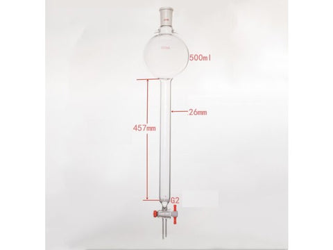 MSE PRO Sand Plate Chromatography Column with Hook, 24/40, φ26mm, Effective Length 457mm, Storage Ball Capacity 500mL - MSE Supplies LLC