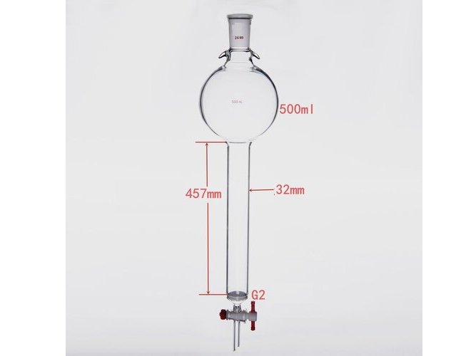 MSE PRO Sand Plate Chromatography Column with Hook, 24/40, φ32mm, Effective Length 457mm, Storage Ball Capacity 500mL