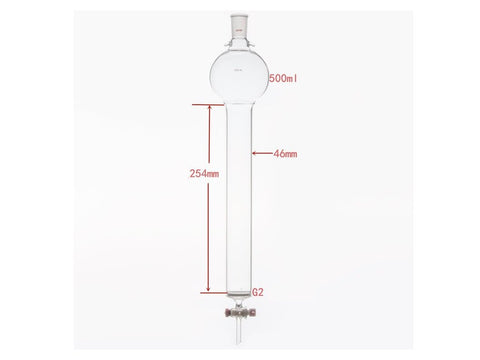MSE PRO Sand Plate Chromatography Column with Hook, 24/40, φ46mm, Effective Length 254mm, Storage Ball Capacity 500mL