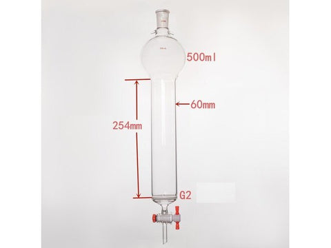 MSE PRO Sand Plate Chromatography Column with Hook, 24/40, φ60mm, Effective Length 254mm, Storage Ball Capacity 500mL