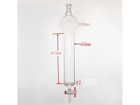 MSE PRO Sand Plate Chromatography Column with Hook, 24/40, φ60mm, Effective Length 610mm, Storage Ball Capacity 1000mL