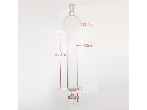 MSE PRO Sand Plate Chromatography Column with Hook, 24/40, φ80mm, Effective Length 203mm, Storage Ball Capacity 1000mL
